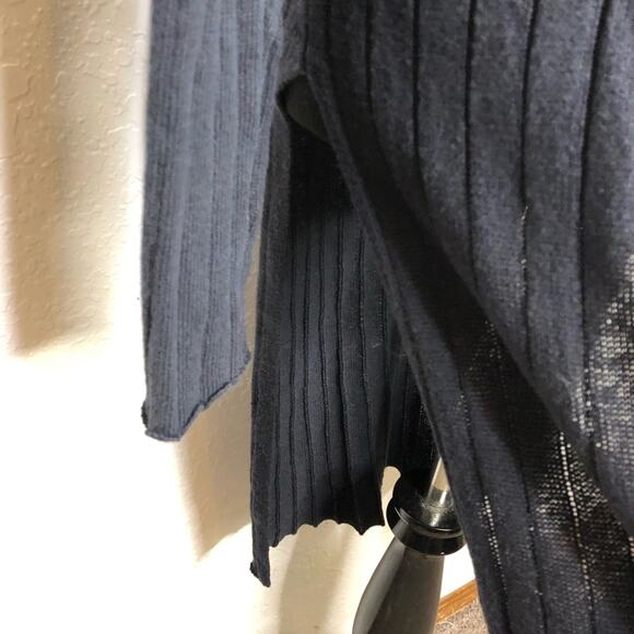 Free People dark blue ribbed linen blend long cardigan size Large - Picture 4 of 12